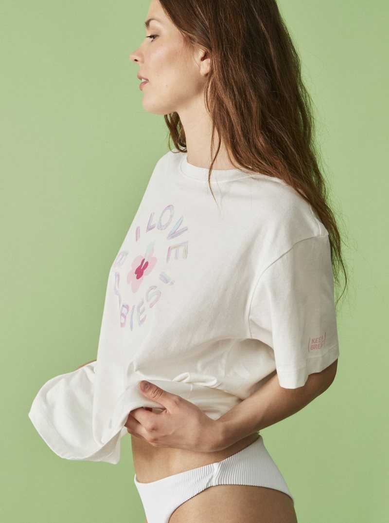 Debardeur Roxy Keep A Breast Day T-Shirt Femme Blanche | 785203AEL