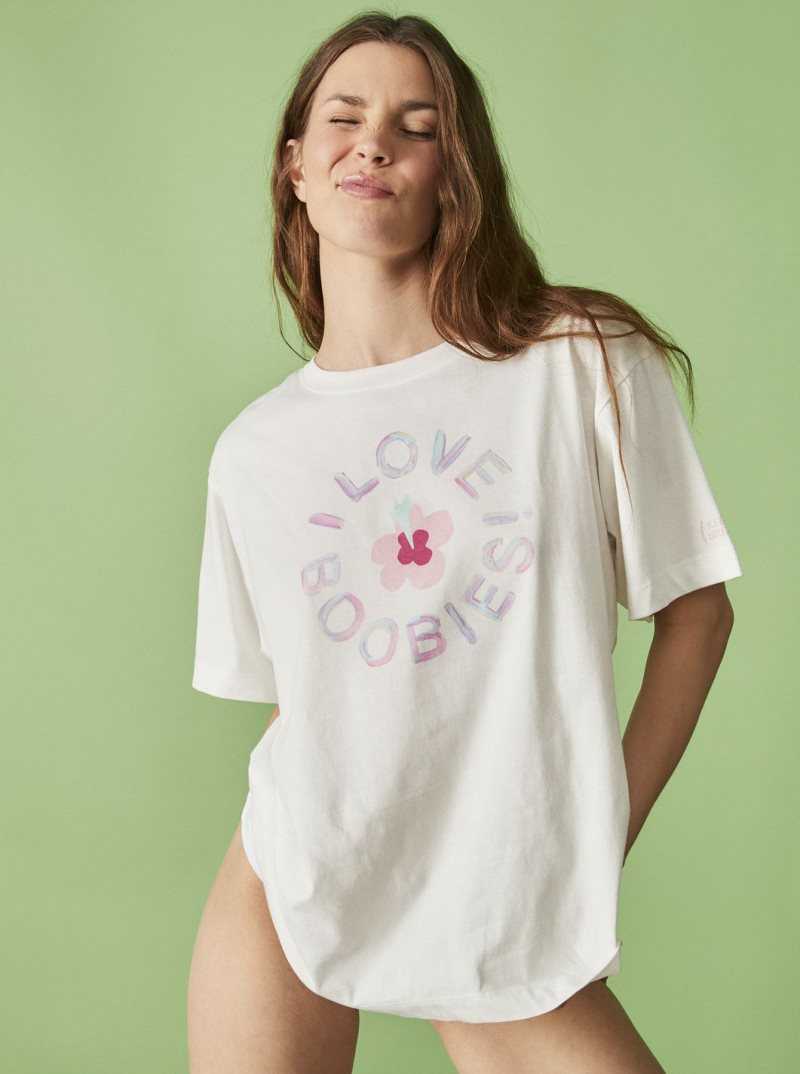 Debardeur Roxy Keep A Breast Day T-Shirt Femme Blanche | 785203AEL