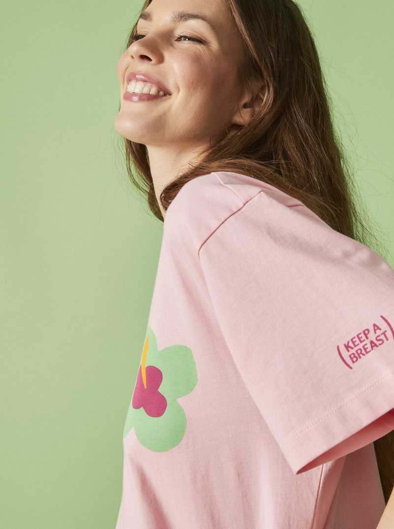 Debardeur Roxy Keep A Breast Day T-Shirt Femme Rose | 943672EDY