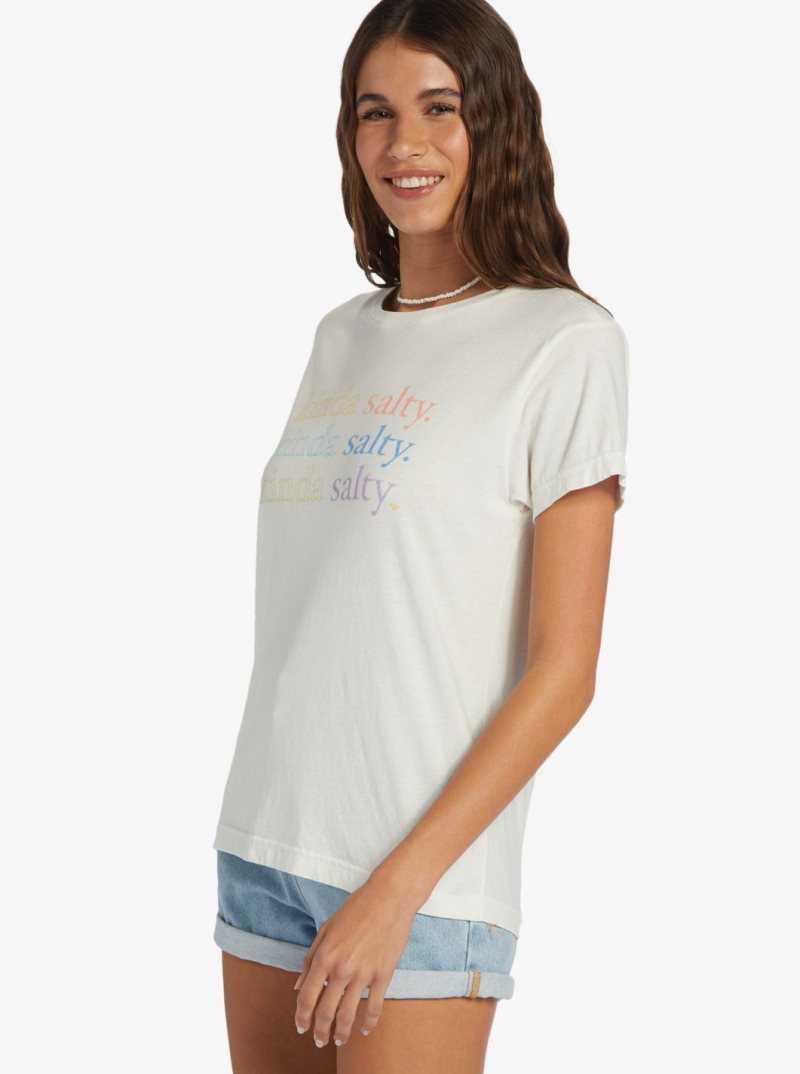 Debardeur Roxy Kinda Salty Boyfriend T-shirt Femme Blanche | 752614UBJ