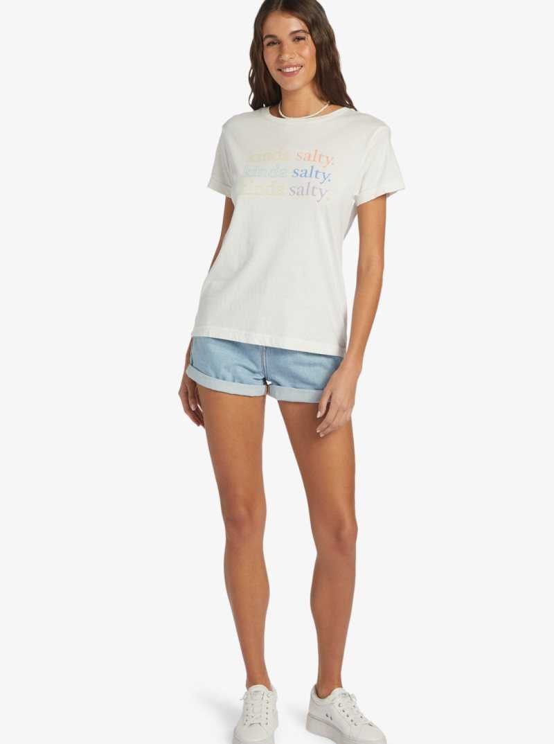 Debardeur Roxy Kinda Salty Boyfriend T-shirt Femme Blanche | 752614UBJ