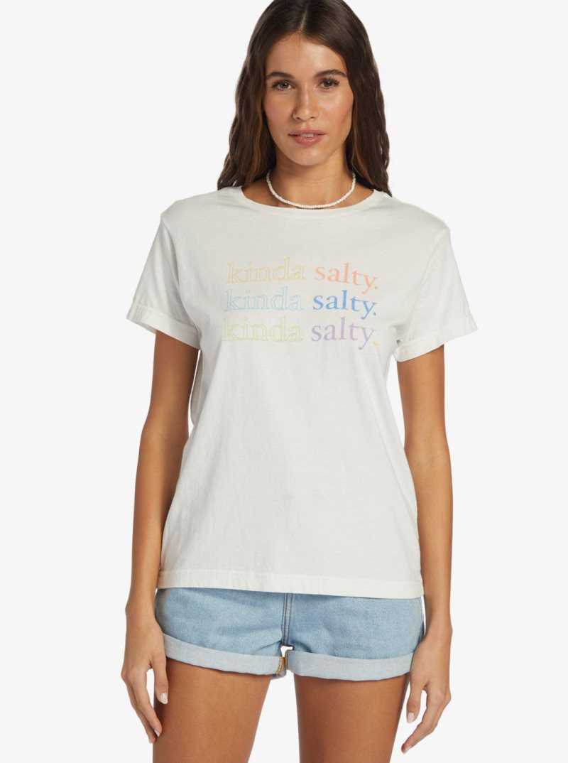 Debardeur Roxy Kinda Salty Boyfriend T-shirt Femme Blanche | 752614UBJ