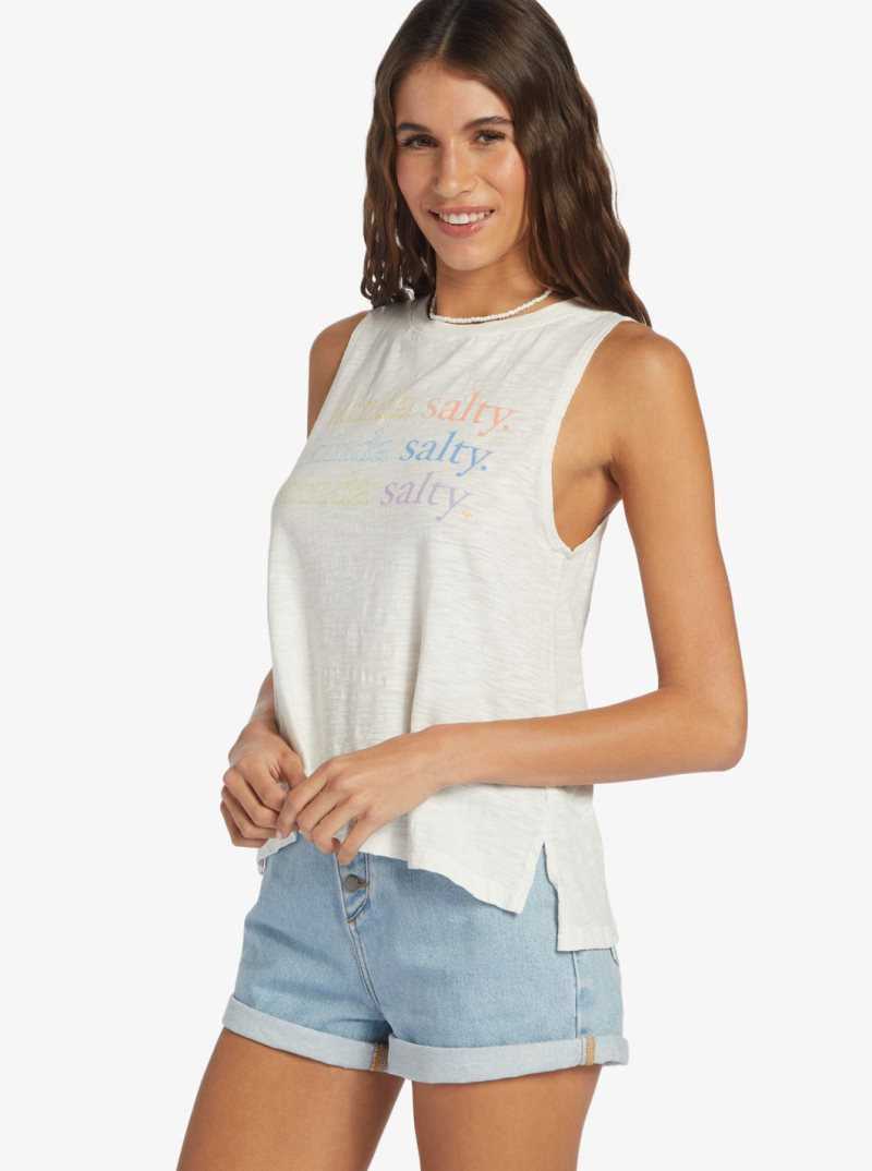 Debardeur Roxy Kinda Salty High-Low Hem Muscle Femme Blanche | 412097QZT