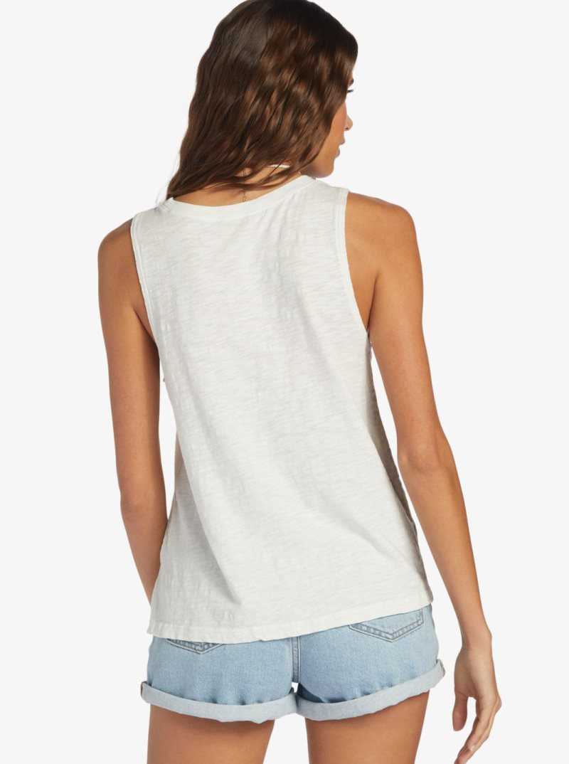 Debardeur Roxy Kinda Salty High-Low Hem Muscle Femme Blanche | 412097QZT