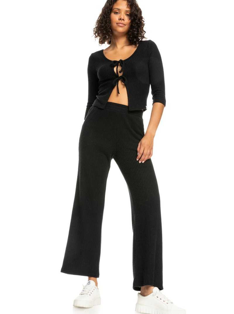 Debardeur Roxy Looking Good Tie-Front Thermal Cardigan Femme Grise Foncé | 129875KAW