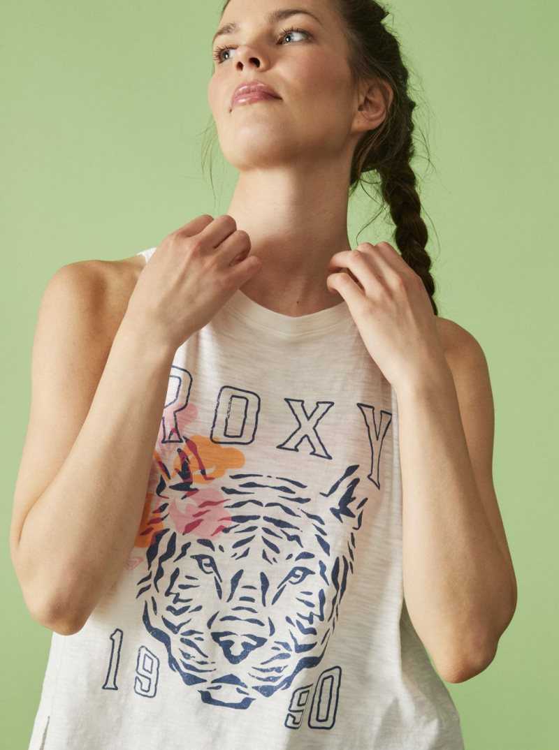 Debardeur Roxy Meower Power Sans Manches T-Shirt Femme Blanche | 804592IUL