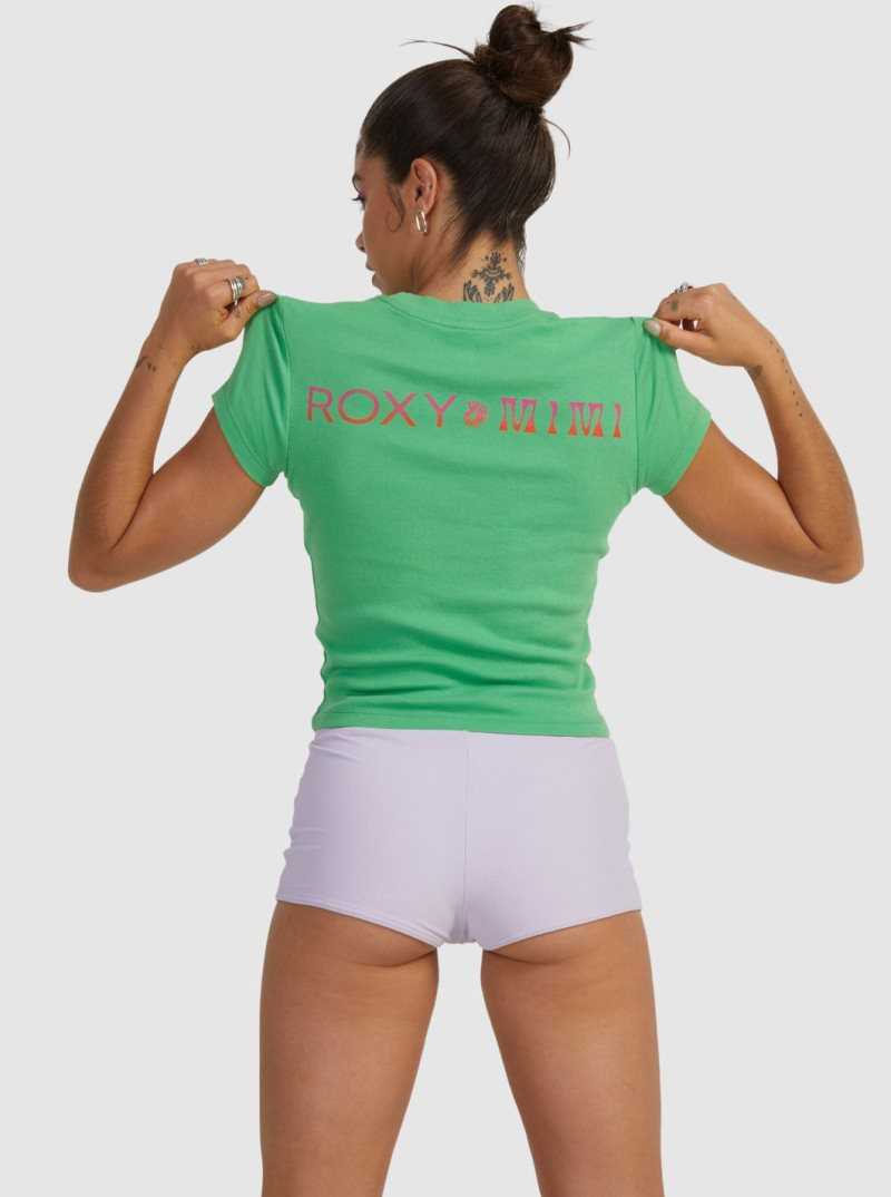 Debardeur Roxy Mimi Crop T-Shirt Femme Vert | 378041WGT
