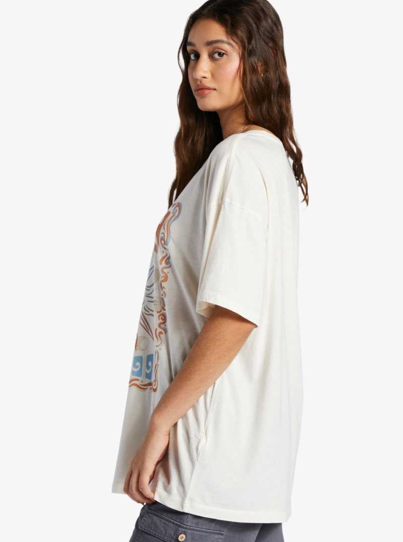 Debardeur Roxy Mystic Oversized Graphique T-Shirt Femme Blanche | 094286XPR