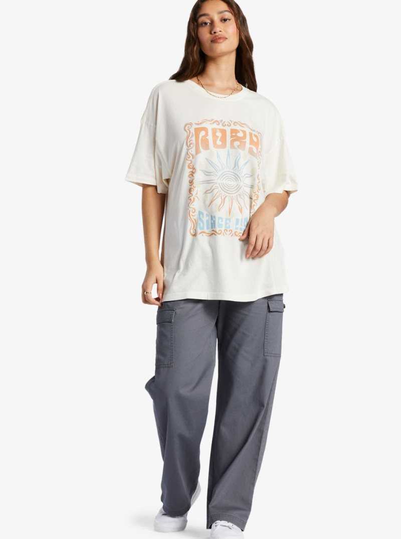 Debardeur Roxy Mystic Oversized Graphique T-Shirt Femme Blanche | 094286XPR