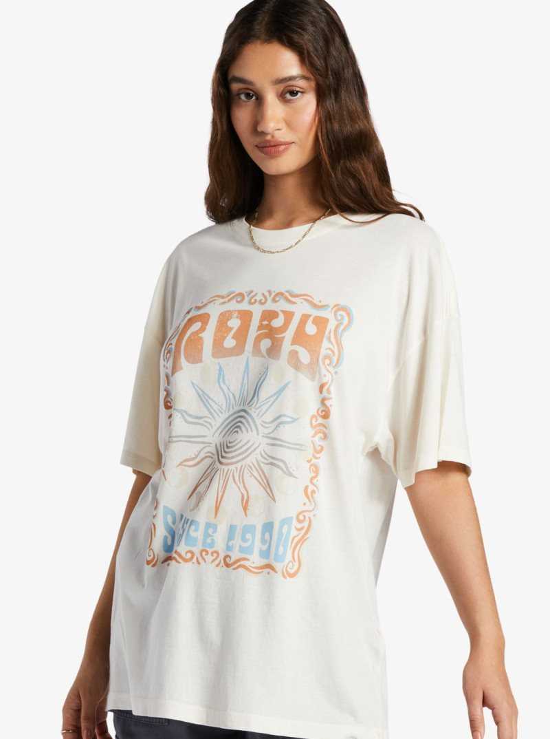 Debardeur Roxy Mystic Oversized Graphique T-Shirt Femme Blanche | 094286XPR