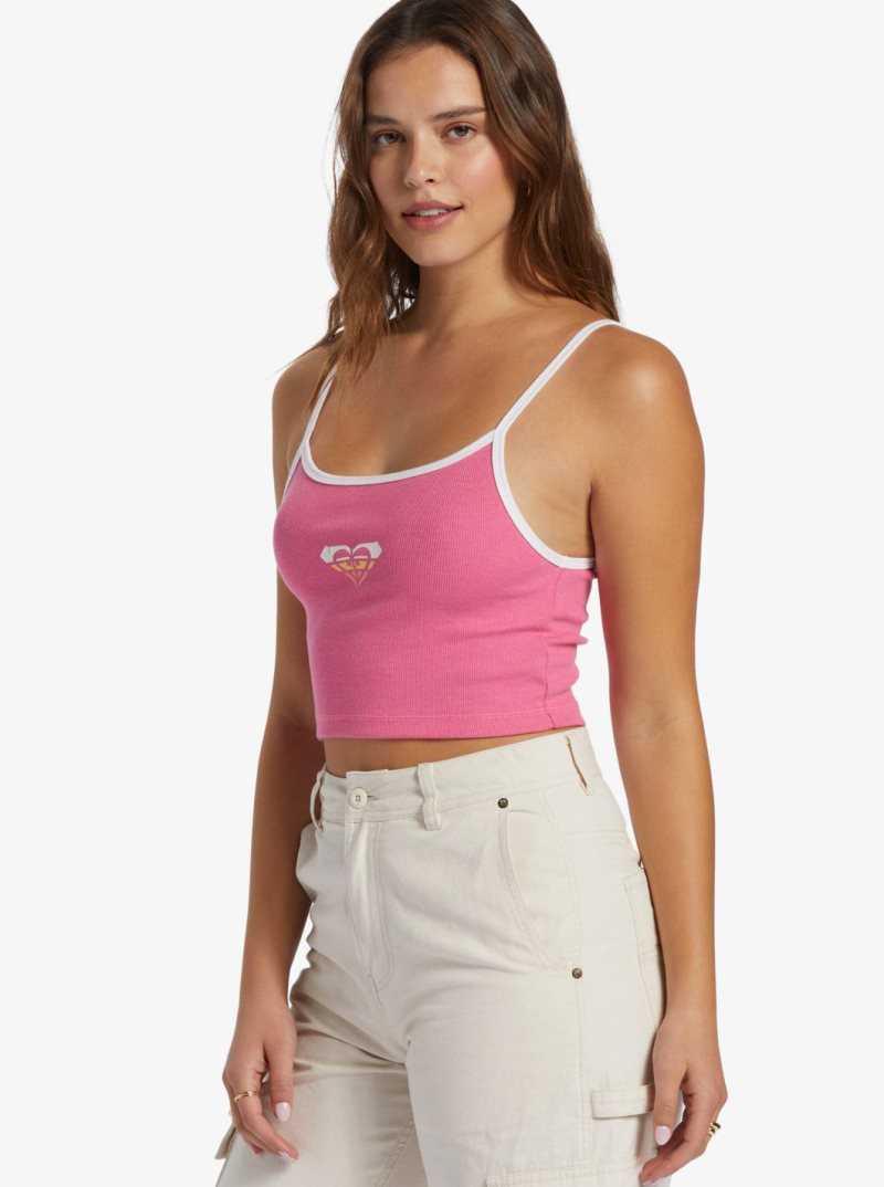 Debardeur Roxy Retro Cropped Lanières Femme Rose | 718302OPF