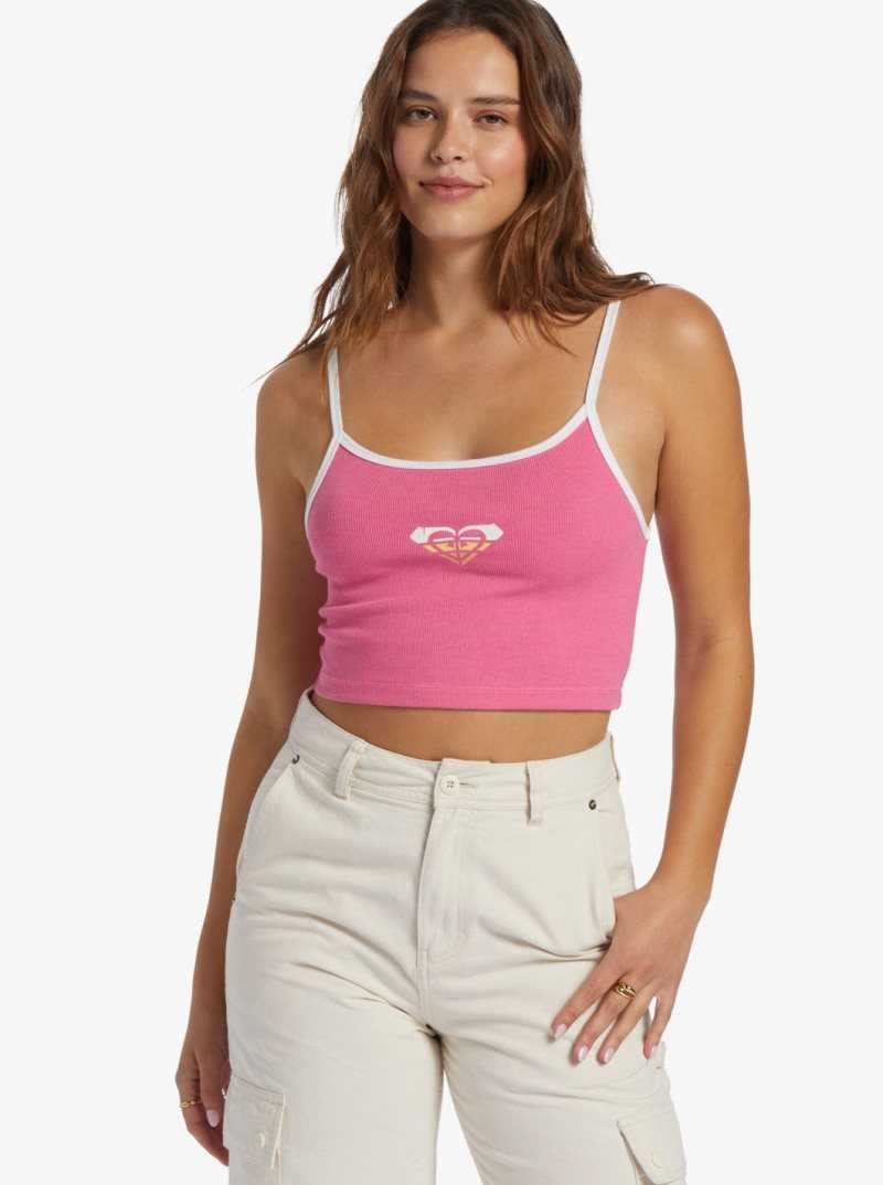 Debardeur Roxy Retro Cropped Lanières Femme Rose | 718302OPF