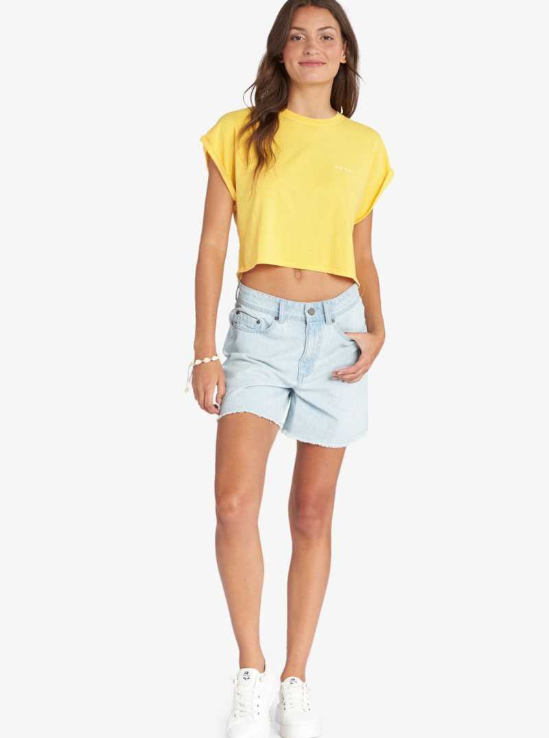Debardeur Roxy Retro Sunny Day Cropped Dolman T-Shirt Femme Jaune | 928064FCD