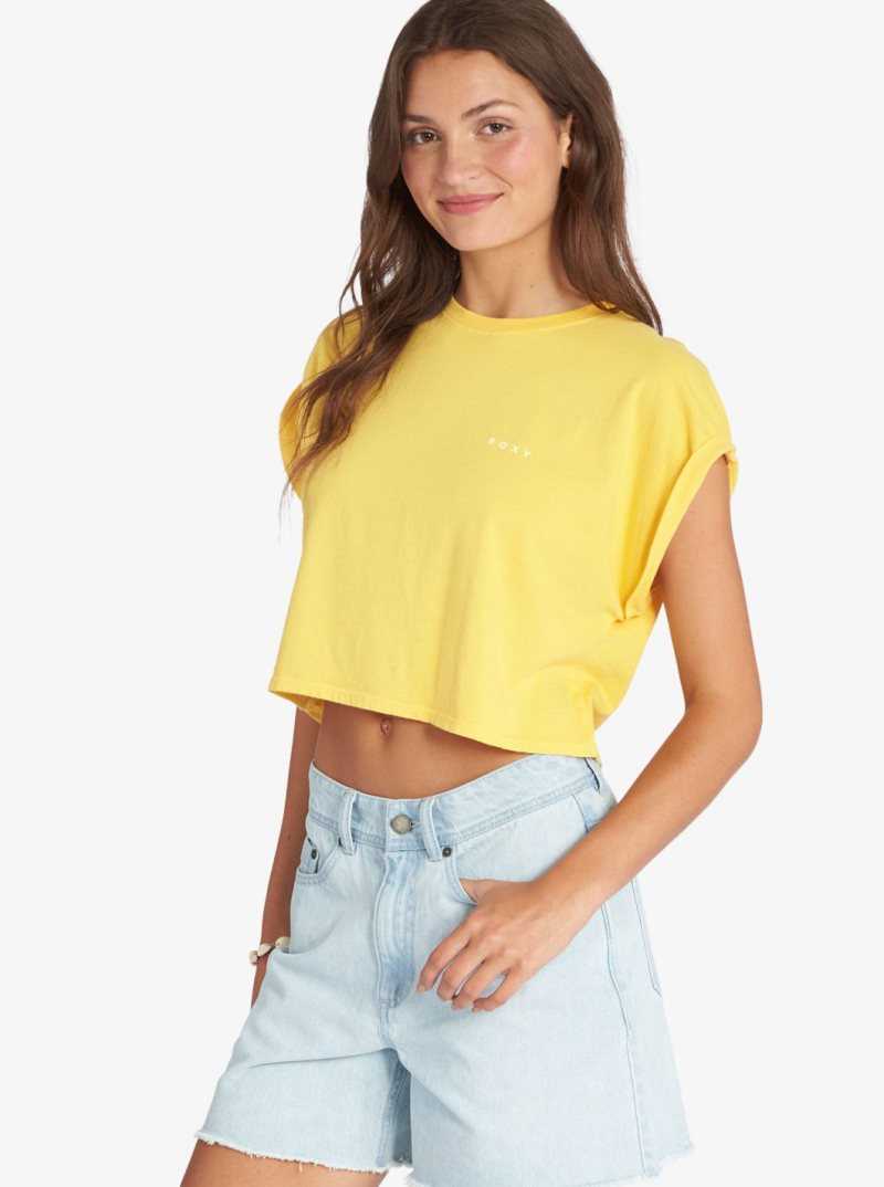Debardeur Roxy Retro Sunny Day Cropped Dolman T-Shirt Femme Jaune | 928064FCD