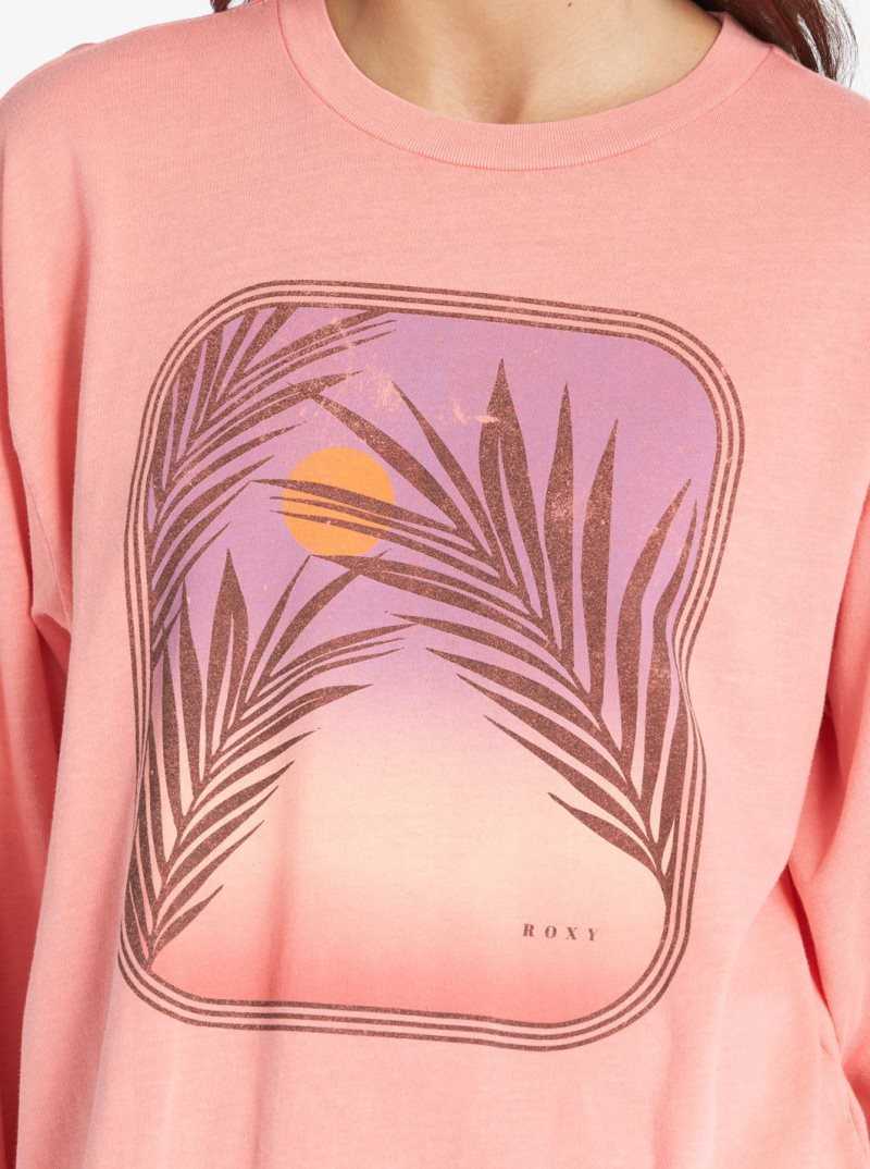 Debardeur Roxy Sunset Photo Oversized Long Sleeve T-Shirt Femme Rose | 697410PJC