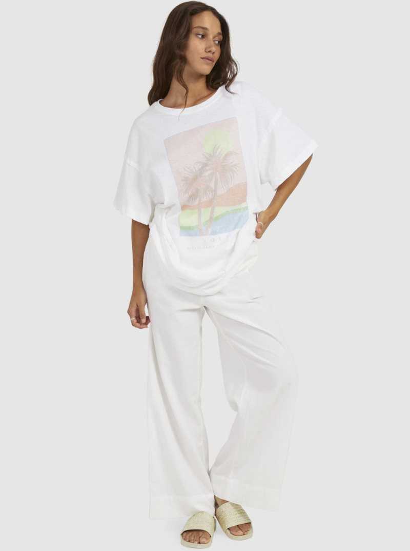 Debardeur Roxy Sweet Janis Boyfriend T-Shirt Femme Blanche | 392758VZA