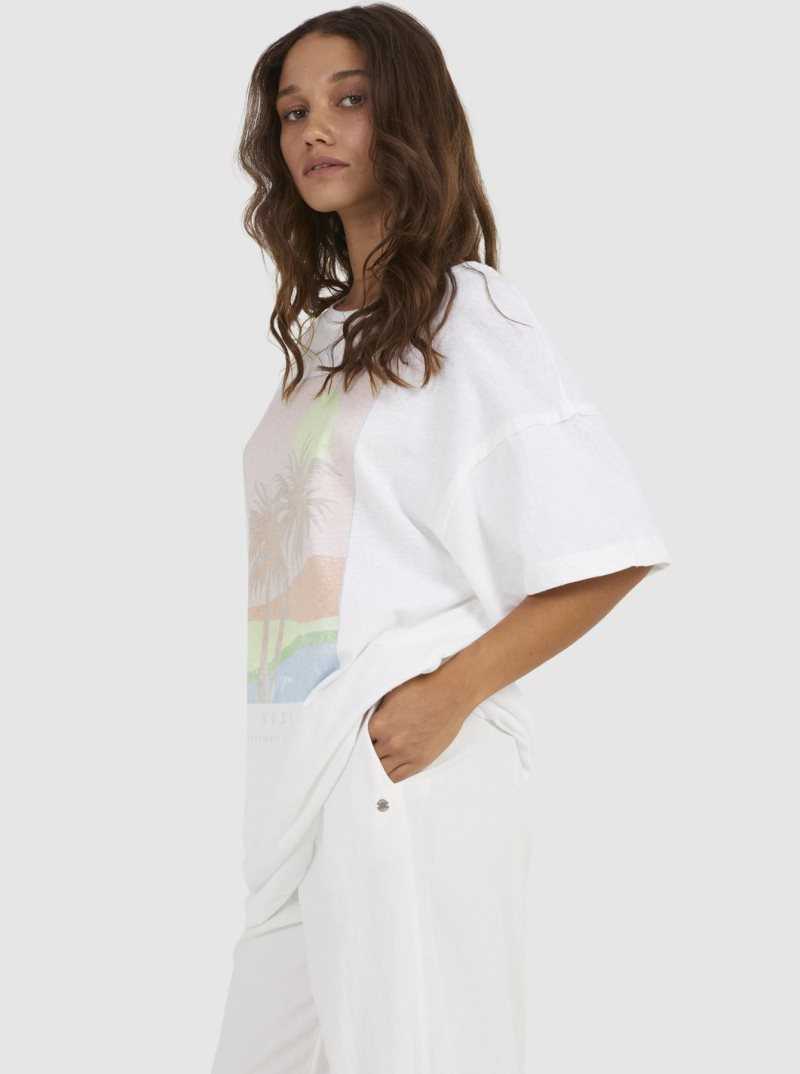 Debardeur Roxy Sweet Janis Boyfriend T-Shirt Femme Blanche | 392758VZA
