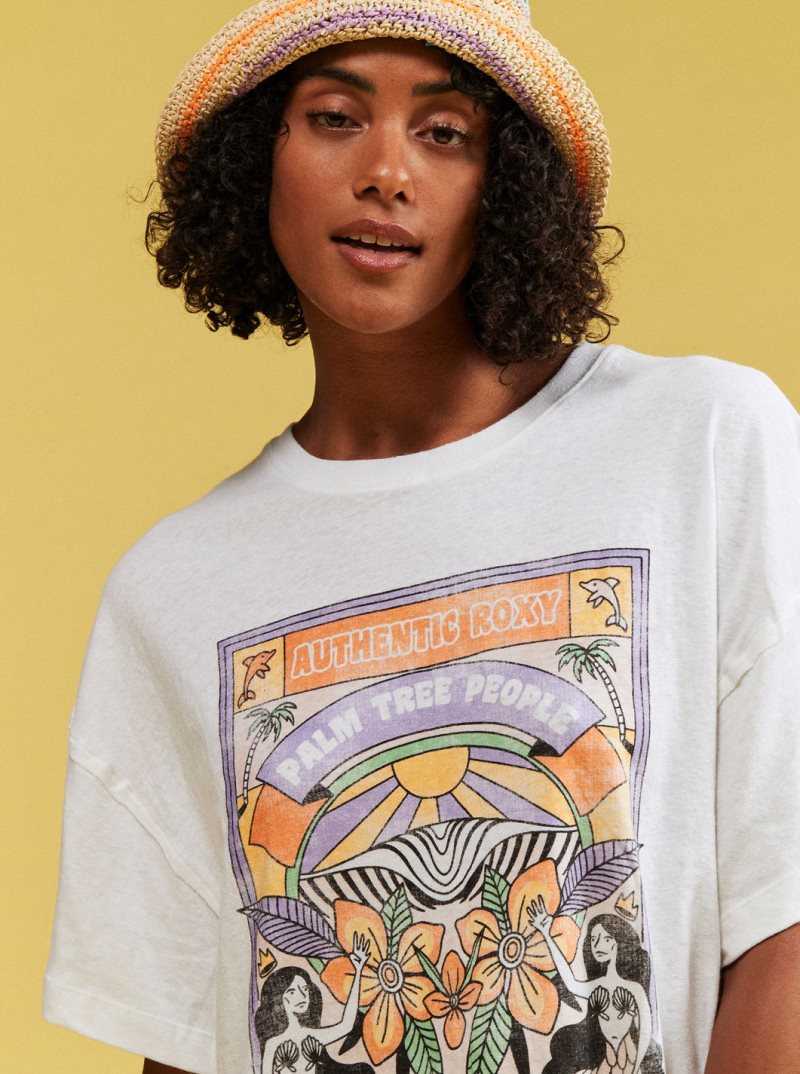 Debardeur Roxy Sweet Sunshine Oversized T-Shirt Femme Blanche | 241507JCS