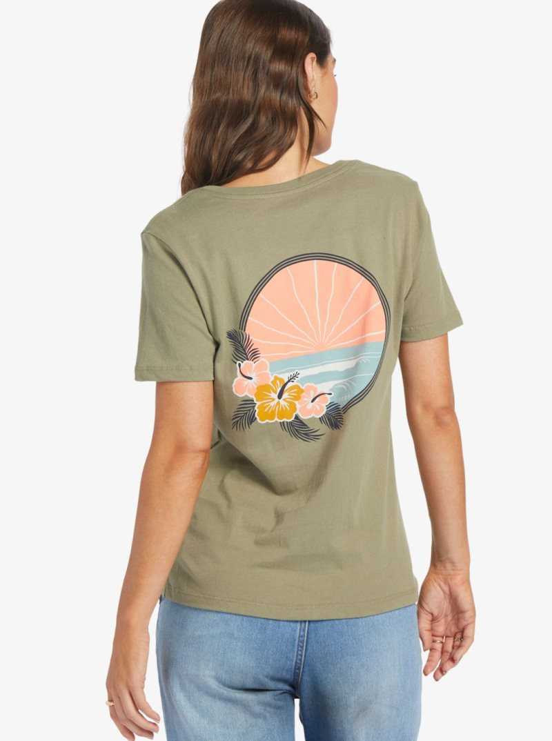 Debardeur Roxy Tropical Oasis V-Neck T-Shirt Femme Vert Foncé | 524739ASX