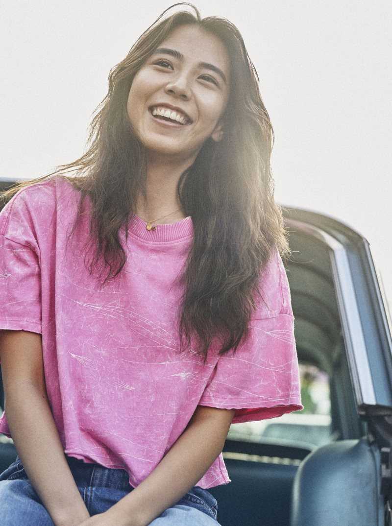 Debardeur Roxy Washed Waves Oversized T-Shirt Femme Rose | 672138EOP