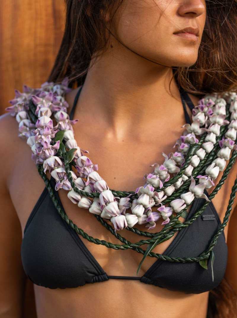 Hauts De Bikini Roxy Beach Classics Tiki Triangle Femme Grise Foncé | 860239LYS