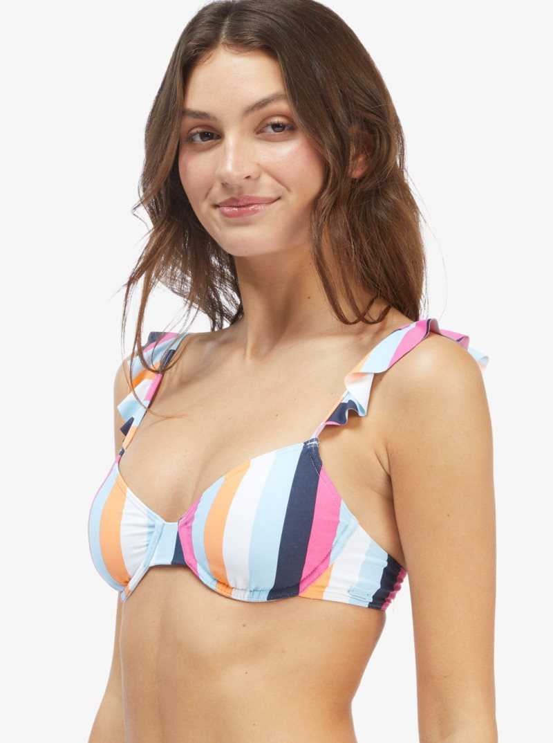 Hauts De Bikini Roxy Beach Classics Underwire Femme Bleu Stripes | 132978FYU