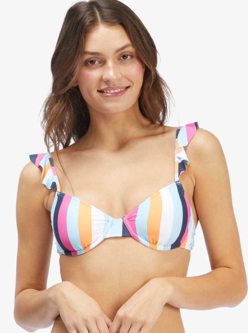 Hauts De Bikini Roxy Beach Classics Underwire Femme Bleu Stripes | 132978FYU