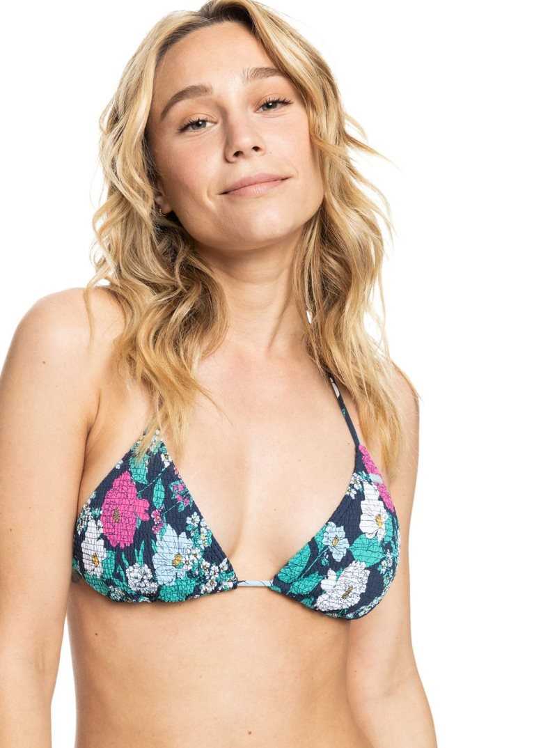 Hauts De Bikini Roxy Blossom Babe Smocked Triangle Femme Indigo | 386901QTB