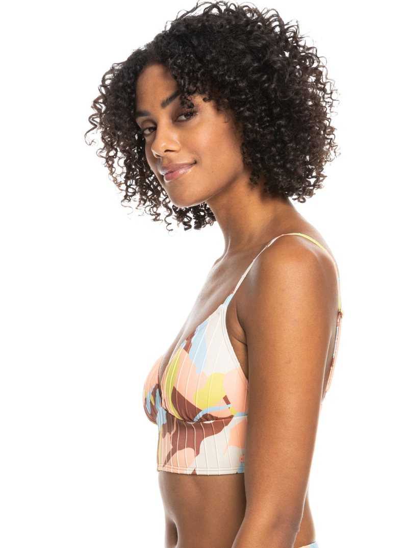 Hauts De Bikini Roxy Floraldelic Printed Tank Bralette Femme Marron | 504182ZJH