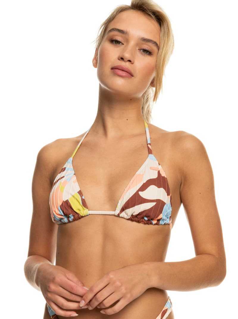 Hauts De Bikini Roxy Floraldelic Tiki Triangle Printed Femme Marron | 452086FBJ