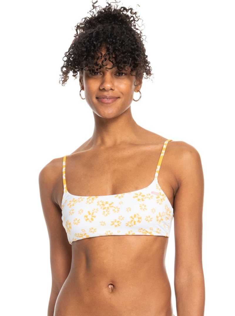 Hauts De Bikini Roxy Flower Lover Reversible Bralette Femme Jaune Fleur | 157289PAO
