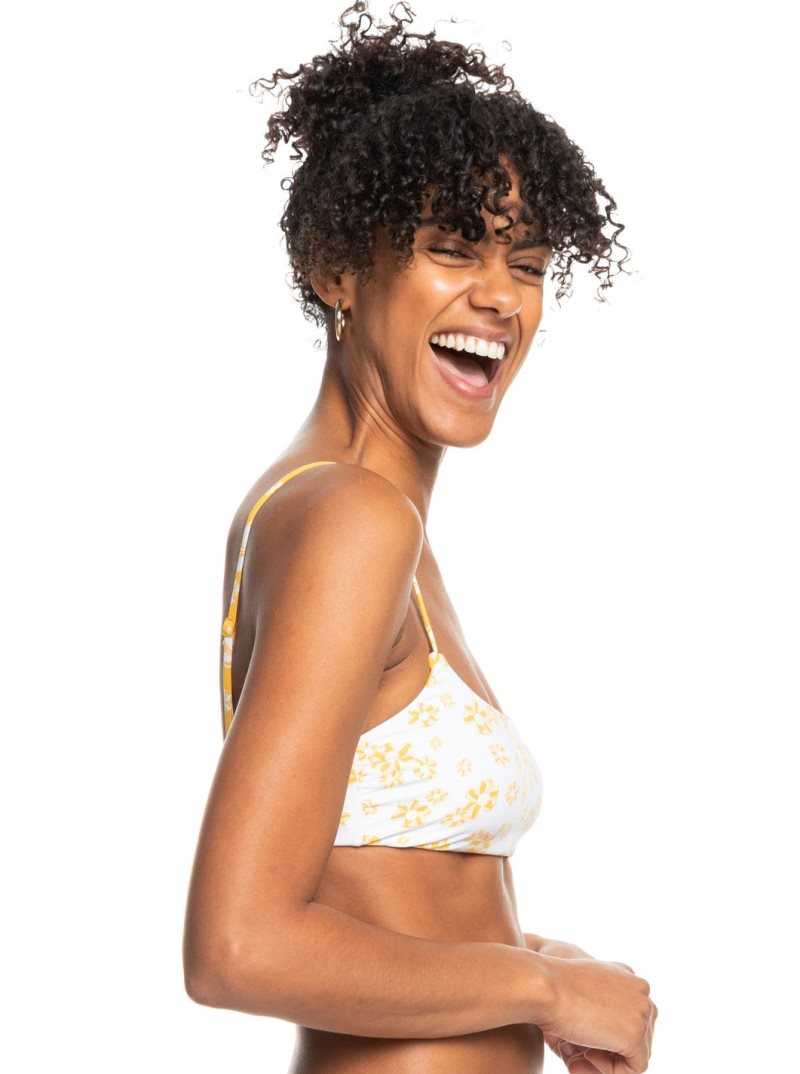 Hauts De Bikini Roxy Flower Lover Reversible Bralette Femme Jaune Fleur | 157289PAO