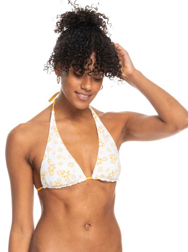 Hauts De Bikini Roxy Flower Lover Reversible Tiki Triangle Femme Jaune Fleur | 350148JQG