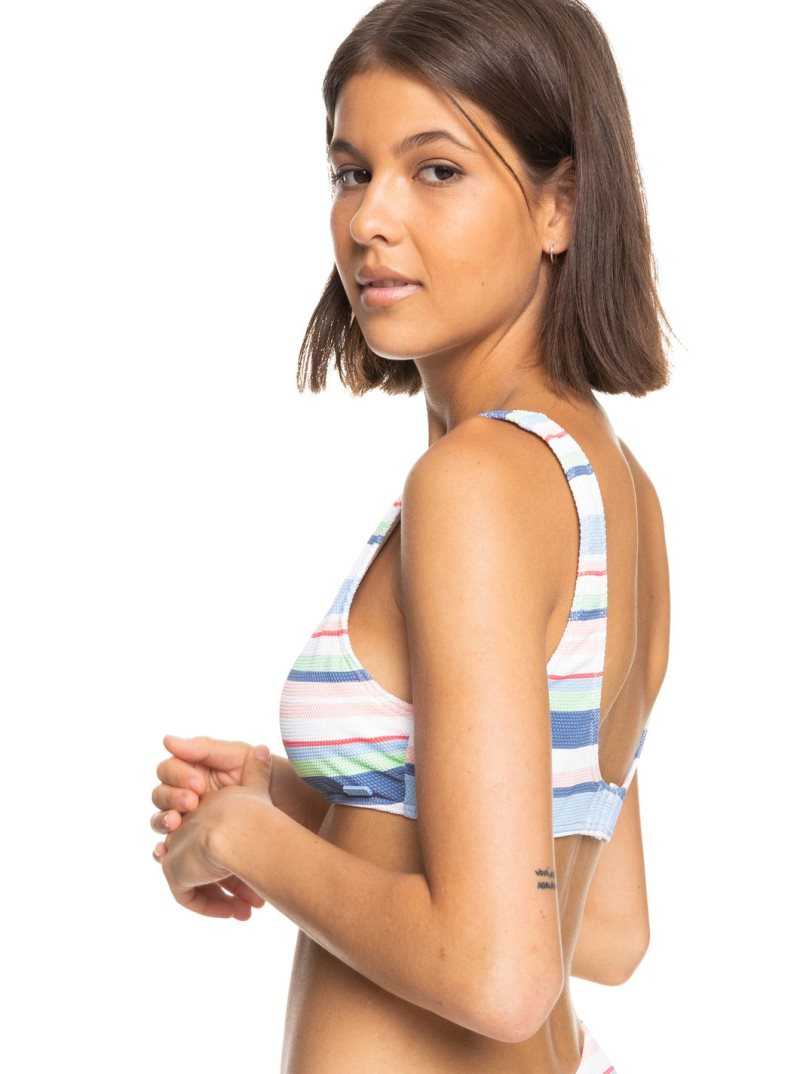 Hauts De Bikini Roxy Line Up Bralette Femme Blanche | 731094BKO