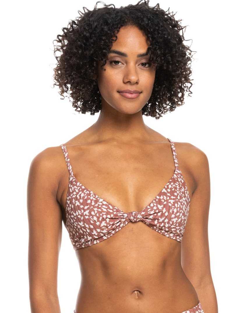 Hauts De Bikini Roxy Love The Surf Knot Printed Rib Femme Marron | 465903OEF