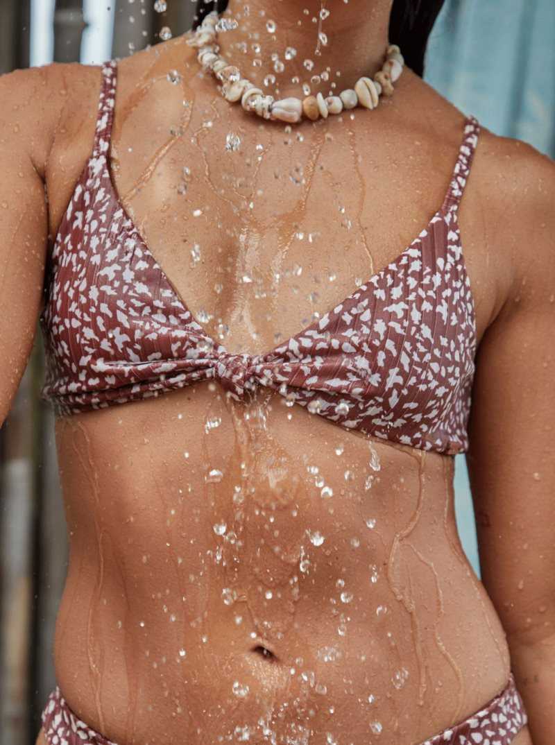 Hauts De Bikini Roxy Love The Surf Knot Printed Rib Femme Marron | 465903OEF