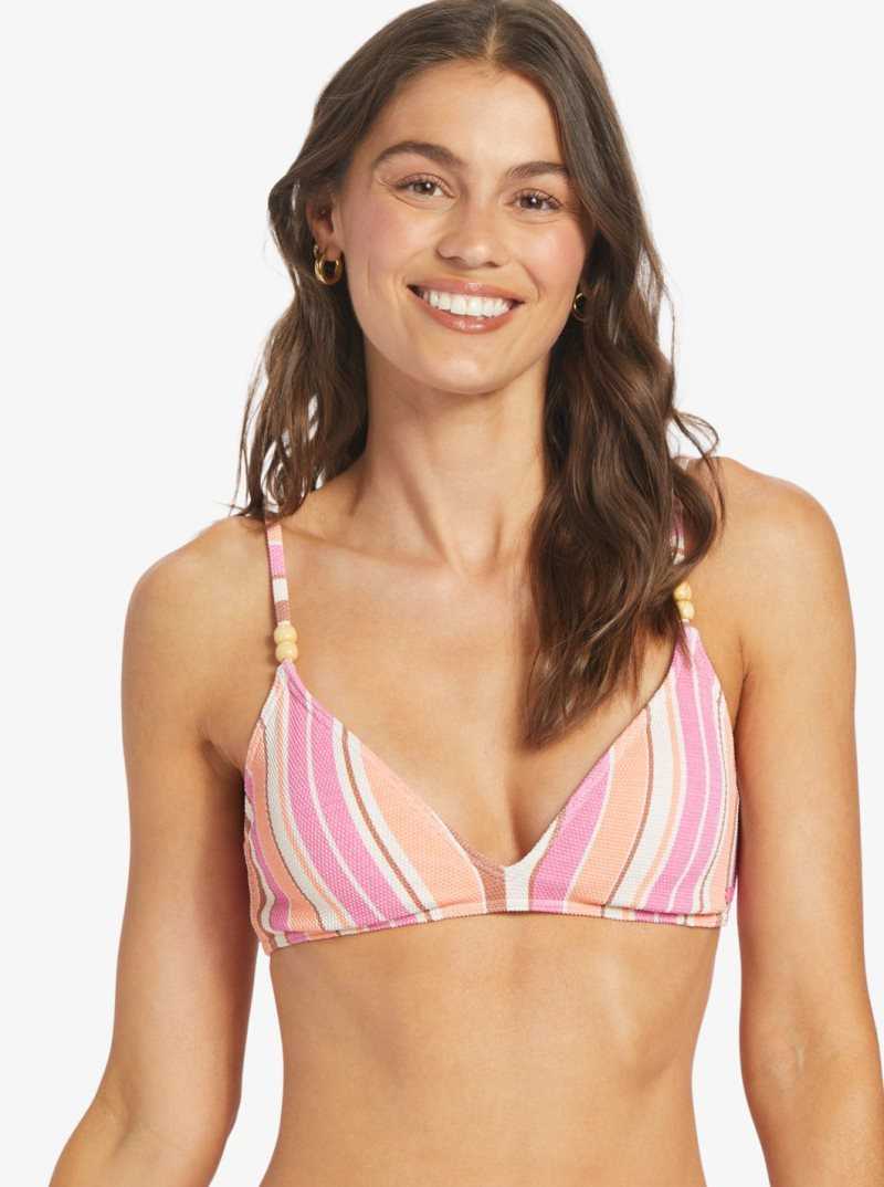 Hauts De Bikini Roxy Palm Tree Dreams Triangle Femme Rose Stripes | 129647RFG
