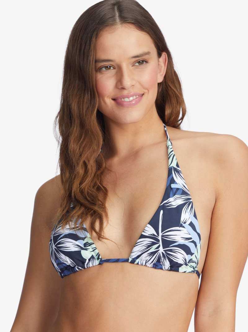 Hauts De Bikini Roxy Printed Beach Classics Elongated Triangle Femme Indigo | 023854HID