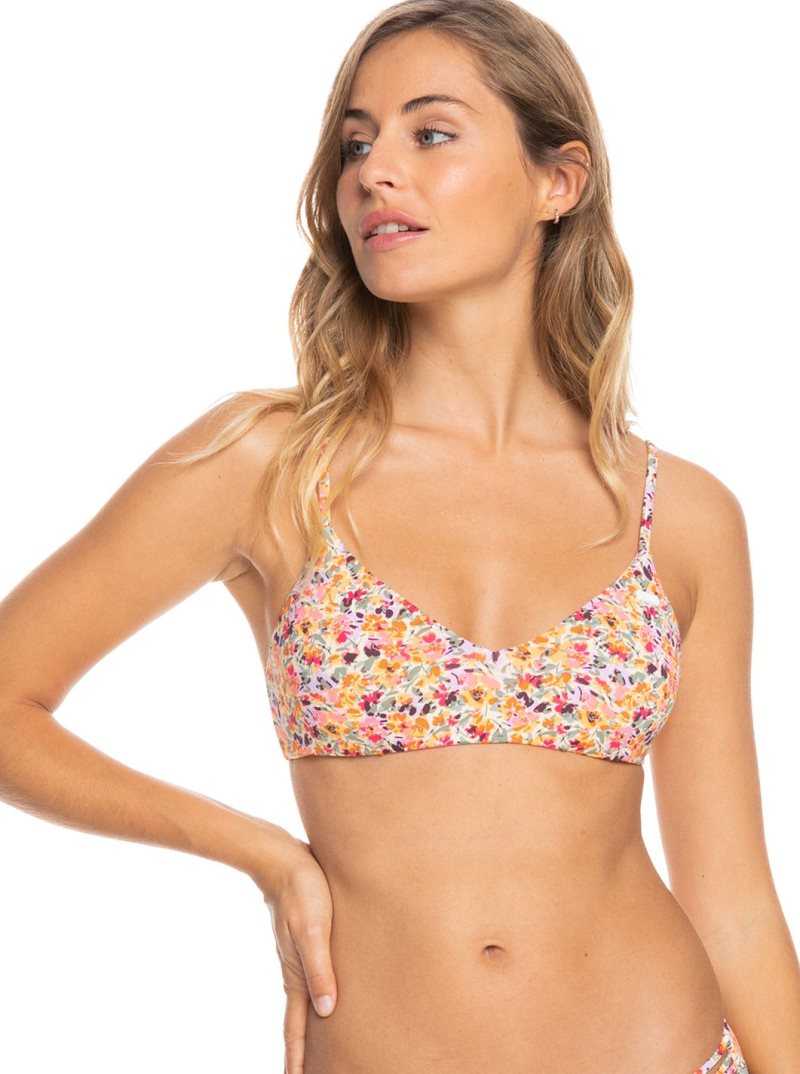 Hauts De Bikini Roxy Printed Beach Classics Athlétiques Triangle Femme Rose | 096257HFG