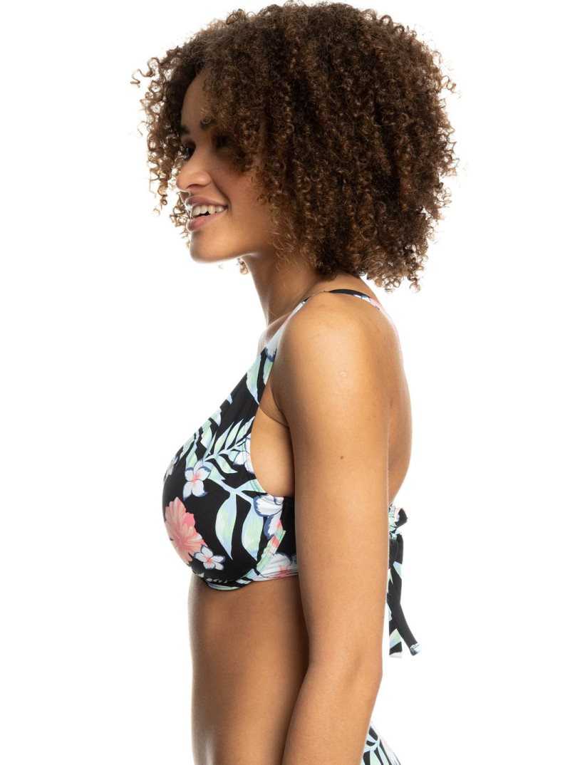 Hauts De Bikini Roxy Printed Beach Classics D-Cup Femme Grise Foncé | 137842XFQ