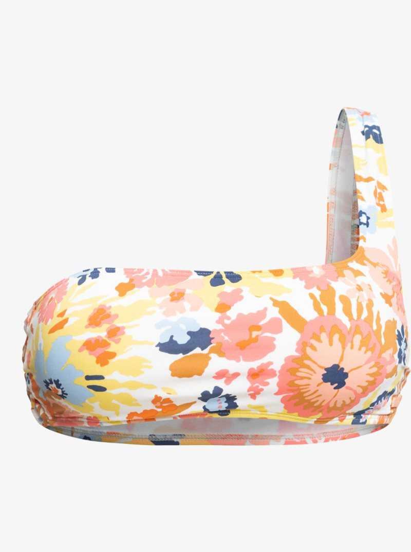 Hauts De Bikini Roxy Printed Beach Classics Asymmetric Femme Blanche | 249351AVW