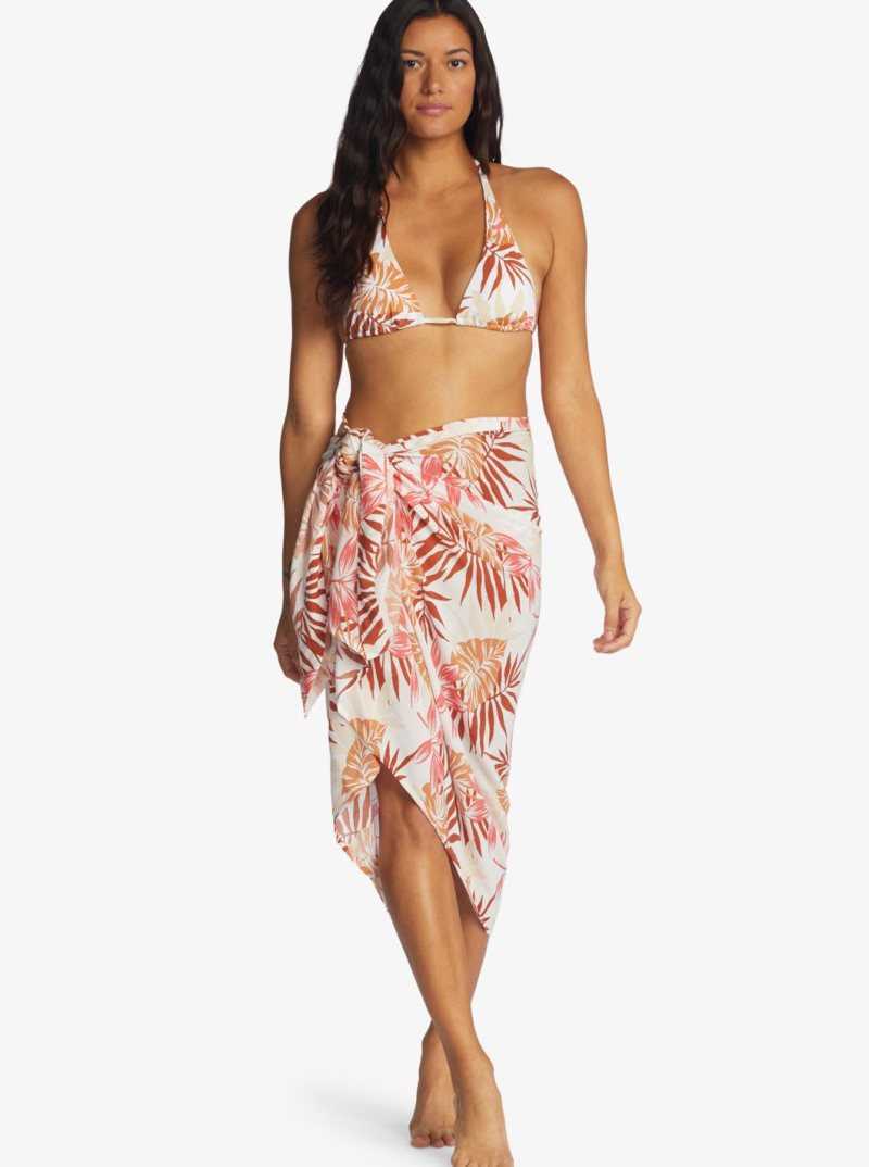 Hauts De Bikini Roxy Printed Beach Classics Tiki Elongated Triangle Femme Blanche | 365812XBE