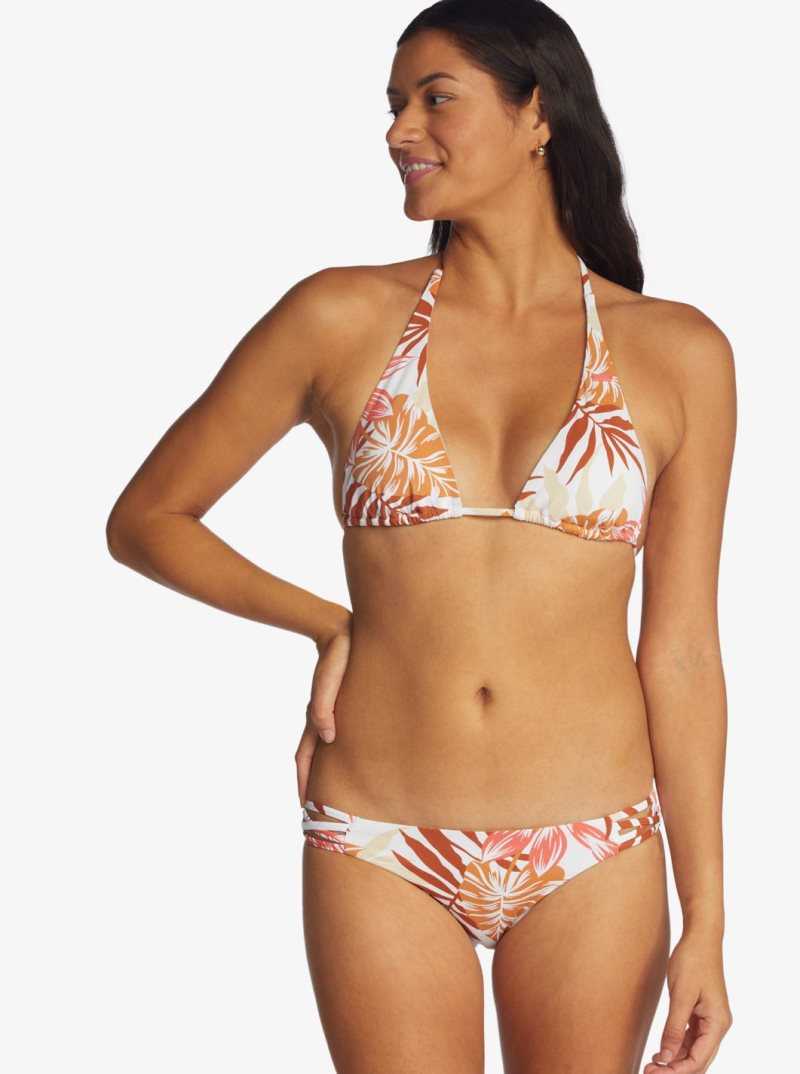 Hauts De Bikini Roxy Printed Beach Classics Tiki Elongated Triangle Femme Blanche | 365812XBE