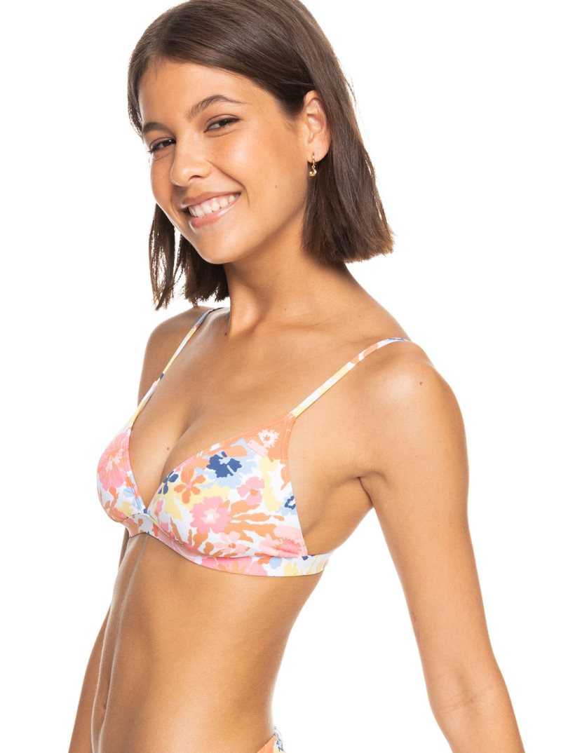 Hauts De Bikini Roxy Printed Beach Classics Fixed Triangle Femme Blanche | 367082BCM