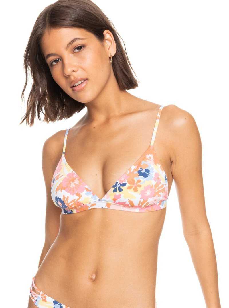 Hauts De Bikini Roxy Printed Beach Classics Fixed Triangle Femme Blanche | 367082BCM