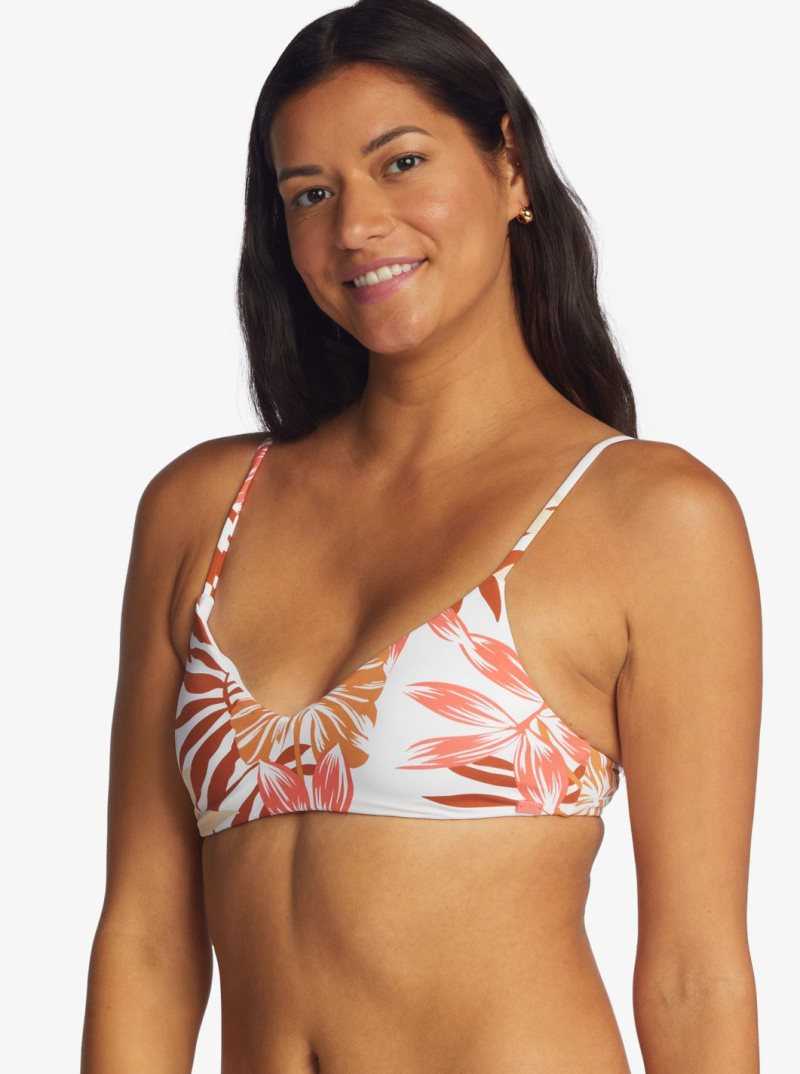Hauts De Bikini Roxy Printed Beach Classics Athlétiques Triangle Femme Blanche | 423167VYD
