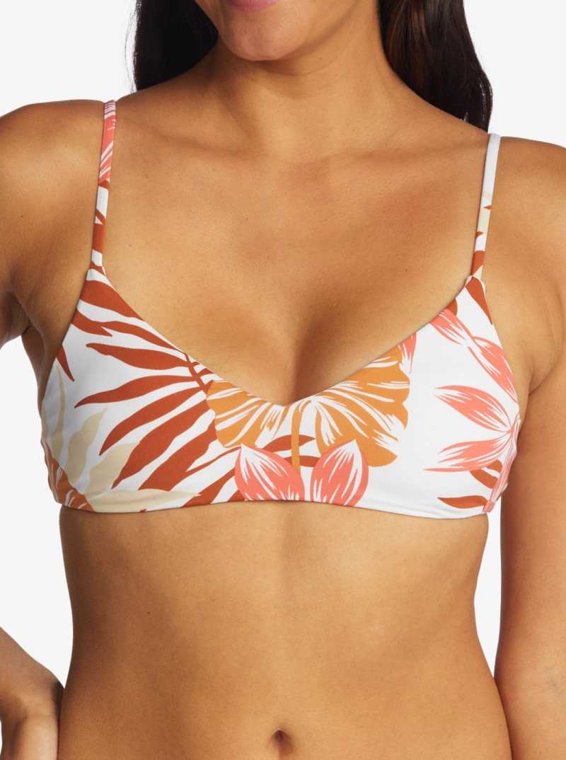 Hauts De Bikini Roxy Printed Beach Classics Athlétiques Triangle Femme Blanche | 423167VYD