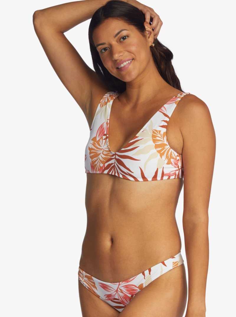 Hauts De Bikini Roxy Printed Beach Classics Bralette Femme Blanche | 423175CYD