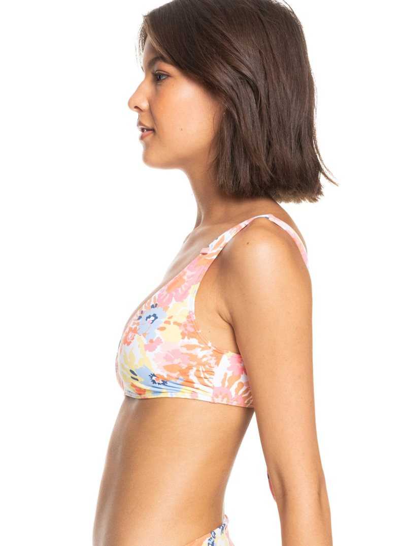 Hauts De Bikini Roxy Printed Beach Classics Bralette Femme Blanche | 527369ICF