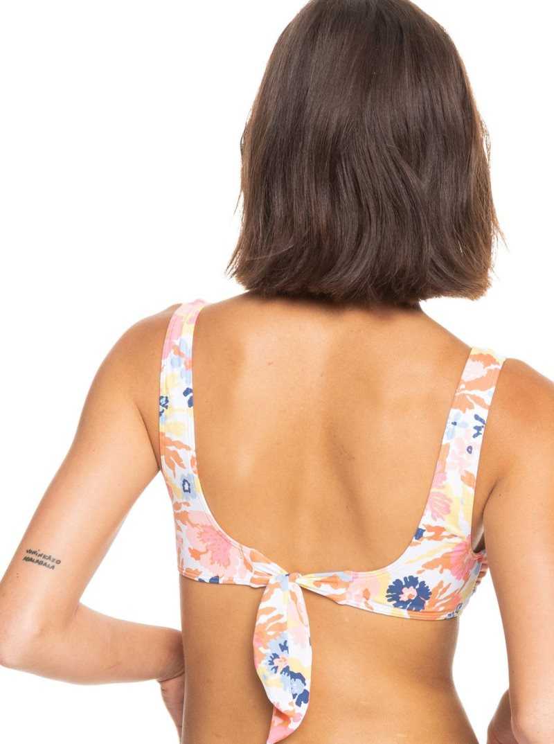 Hauts De Bikini Roxy Printed Beach Classics Bralette Femme Blanche | 527369ICF